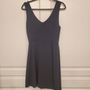 Fleur Bleue (Anthropologie) Navy V Neck Dress, Size Medium